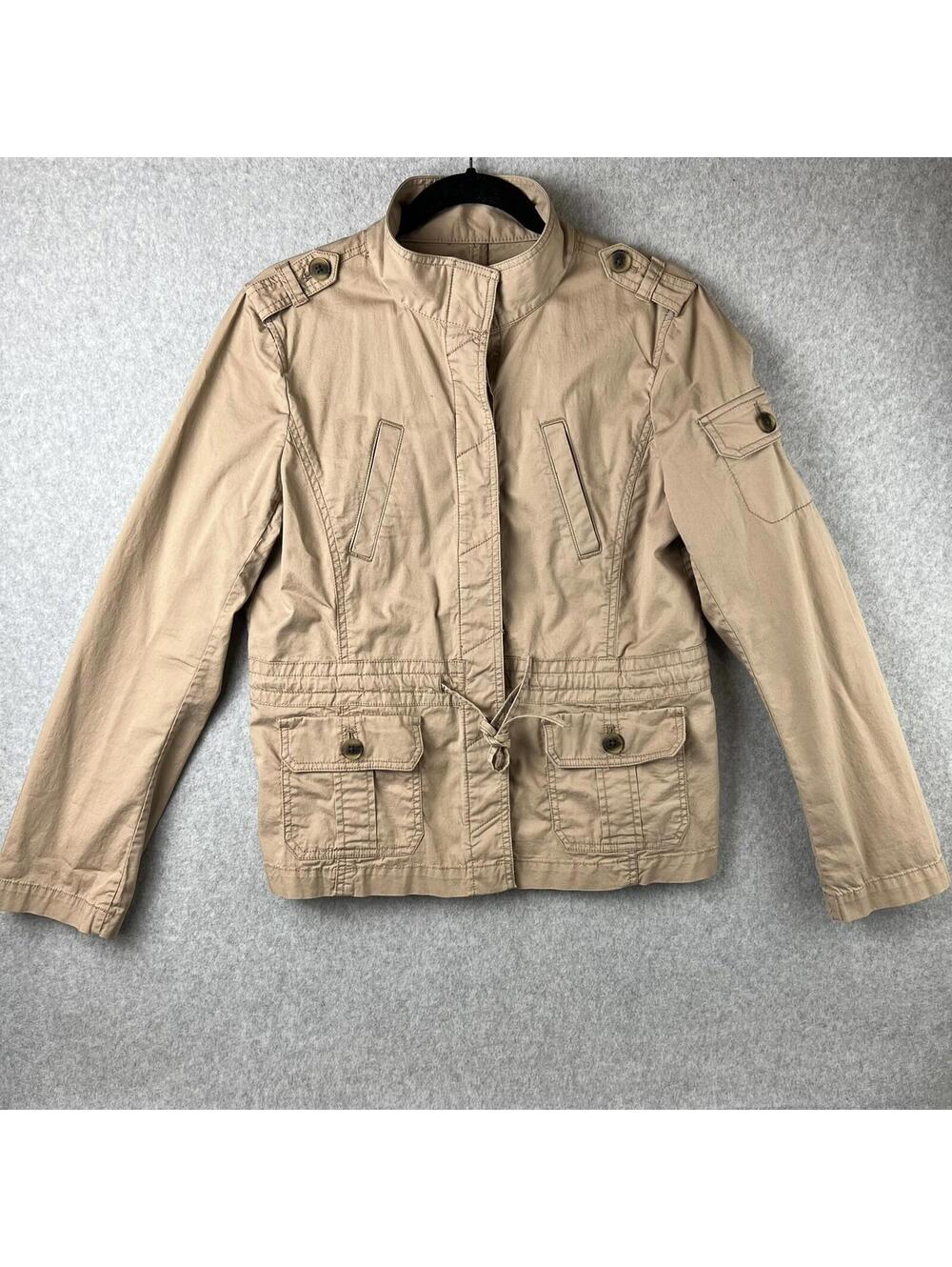 Ann Taylor Loft Military Field Jacket Womens M Khaki Cargo Gorpcore